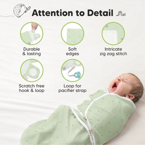 KeaBabies 3-Pack Soothe Swaddle Wraps- Printed Grey/Sage/White Size OS (0-3M) - Picture 10 of 16